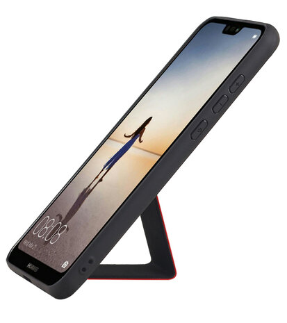 Grip Stand Hardcase Backcover voor Huawei P20 Lite Rood