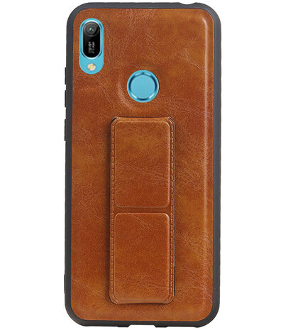 Grip Stand Hardcase Backcover voor Huawei Y6 / Y6 Prime 2019 Bruin