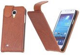 BestCases Luxe Kreukelleer Flipcase Hoesje voor Samsung Galaxy S4 Bruin