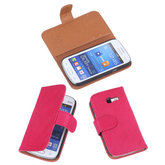 BestCases Fuchsia Echt Leer Booktype Hoesje voor Samsung Galaxy Trend Lite S7390
