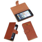 BestCases Bruin Luxe Echt Lederen Booktype Hoesje voor Huawei Ascend G510