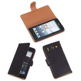 BestCases Zwart Luxe Echt Lederen Booktype Hoesje voor Huawei Ascend G510