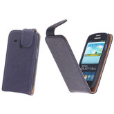 BestCases Navy Blue Kreukelleer Flipcase Hoesje voor Samsung Galaxy S3 Mini i8190
