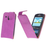 BestCases Lila Kreukelleer Flipcase Hoesje voor Samsung Galaxy S3 Mini i8190