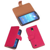 BestCases Fuchsia Echt Leer Booktype Hoesje voor Samsung Galaxy S4 Active i9295