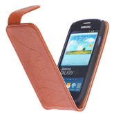 BestCases Bruin Kreukelleer Flipcase Hoesje voor HTC One M7