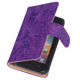 Bestcases Vintage Lila Book Cover Hoesje voor Samsung Galaxy Core i8260