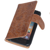 Bestcases Vintage Bruin Book Cover Hoesje voor Samsung Galaxy Core i8260