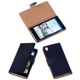 BestCases Zwart Luxe Echt Lederen Booktype Hoesje voor Sony Xperia Z1