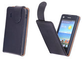BestCases Zwart Kreukelleer Flipcase Hoesje voor Huawei Ascend Y300