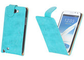 Bestcases Vintage Turquoise Flipcase Hoesje voor Samsung Galaxy Note 2 N7100