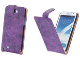 Bestcases Vintage Lila Flipcase Hoesje voor Samsung Galaxy Note 2 N7100