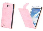 Bestcases Vintage Light Pink Flipcase Hoesje voor Samsung Galaxy Note 2 N7100