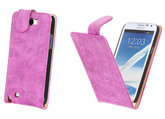 Bestcases Vintage Pink Flipcase Hoesje voor Samsung Galaxy Note 2 N7100