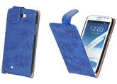 Bestcases Vintage Blauw Flipcase Hoesje voor Samsung Galaxy Note 2 N7100