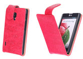 Bestcases Vintage Rood Flipcase Hoesje voor LG Optimus L7 2 P710