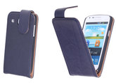 BestCases Navy Blue Kreukelleer Flipcase Hoesje voor Samsung Galaxy Core i8260