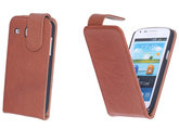 BestCases Bruin Kreukelleer Flipcase Hoesje voor Samsung Galaxy Core i8260