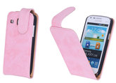 Eco-Leather Flipcase Hoesje voor Samsung Galaxy Core i8260 Light Pink