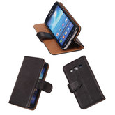 BestCases Zwart Luxe Echt Lederen Booktype Hoesje voor Samsung Galaxy Express 2