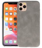Leder Design Back Cover voor iPhone 11 Pro Max Grijs