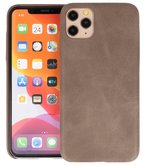 Leder Design Back Cover voor iPhone 11 Pro Max Donker Bruin