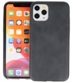 Leder Design Back Cover voor iPhone 11 Pro Zwart