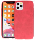 Leder Design Back Cover voor iPhone 11 Pro Rood