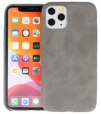 Leder Design Back Cover voor iPhone 11 Pro Grijs