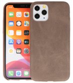 Leder Design Back Cover voor iPhone 11 Pro Donker Bruin