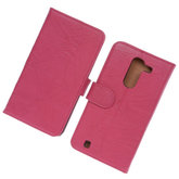 BestCases Fuchsia Luxe Echt Lederen Booktype Hoesje voor LG G Pro 2