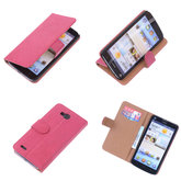 BestCases Fuchsia Echt Lederen Booktype Hoesje voor Huawei Honor 3X G750