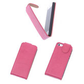 BestCases Fuchsia Kreukelleer Flipcase Hoesje voor Apple iPhone 5C