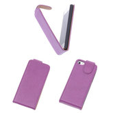 BestCases Lila Kreukelleer Flipcase Hoesje voor Apple iPhone 5C