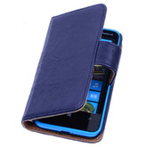 BestCases Stand Navy Blue Luxe Echt Lederen Book Wallet Hoesje voor Nokia X