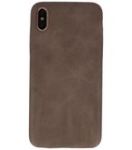 Leder Design Back cover voor iPhone Xs Max Donker Bruin