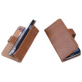 Bestcases Slang Bruin Hoesje voor LG L80 Bookcase Cover