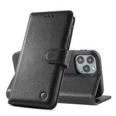 Echt Lederen Wallet Case Telefoonhoesje voor iPhone 12 - 12 Pro - Zwart
