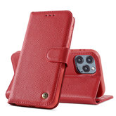 Echt Lederen Wallet Case Telefoonhoesje voor iPhone 12 Pro Max - Rood
