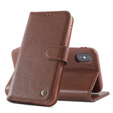 Echt Lederen Wallet Case Telefoonhoesje voor iPhone Xs Max - Bruin