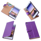 PU Leder Lila Hoesje voor Huawei Ascend P7 Book/Wallet Case/Cover