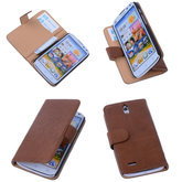 BestCases Bruin Hoesje voor Huawei Ascend G610 Luxe Echt Lederen Booktype
