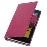 BestCases Fuchsia Luxe Echt Lederen Book Wallet Hoesje voor Nokia Lumia 925