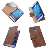 Bestcases Vintage Bruin Book Cover Hoesje voor Samsung Galaxy S4 i9500