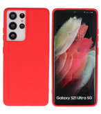 2.0mm Dikke Fashion Backcover Telefoonhoesje voor Samsung Galaxy S21 Ultra - Rood