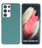 2.0mm Dikke Fashion Backcover Telefoonhoesje voor Samsung Galaxy S21 Ultra - Donker Groen