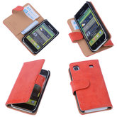 Bestcases Vintage Oranje Book Cover Hoesje voor Samsung Galaxy S Plus