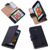 BestCases Zwart Luxe Echt Lederen Booktype Hoesje voor LG L70