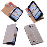PU Leder Goud Hoesje voor Huawei Ascend G730 Book/Wallet Case/Cover