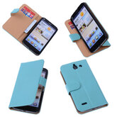 PU Leder Turquoise Hoesje voor Huawei Ascend G730 Book/Wallet Case/Cover